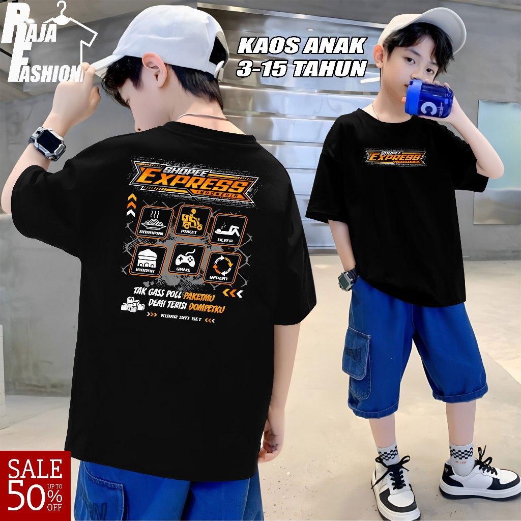 Kaos Anak Shoppee Express Kurir Sat Set - Baju Kurir Paket Ekspedisi SPX Sopee Xpress