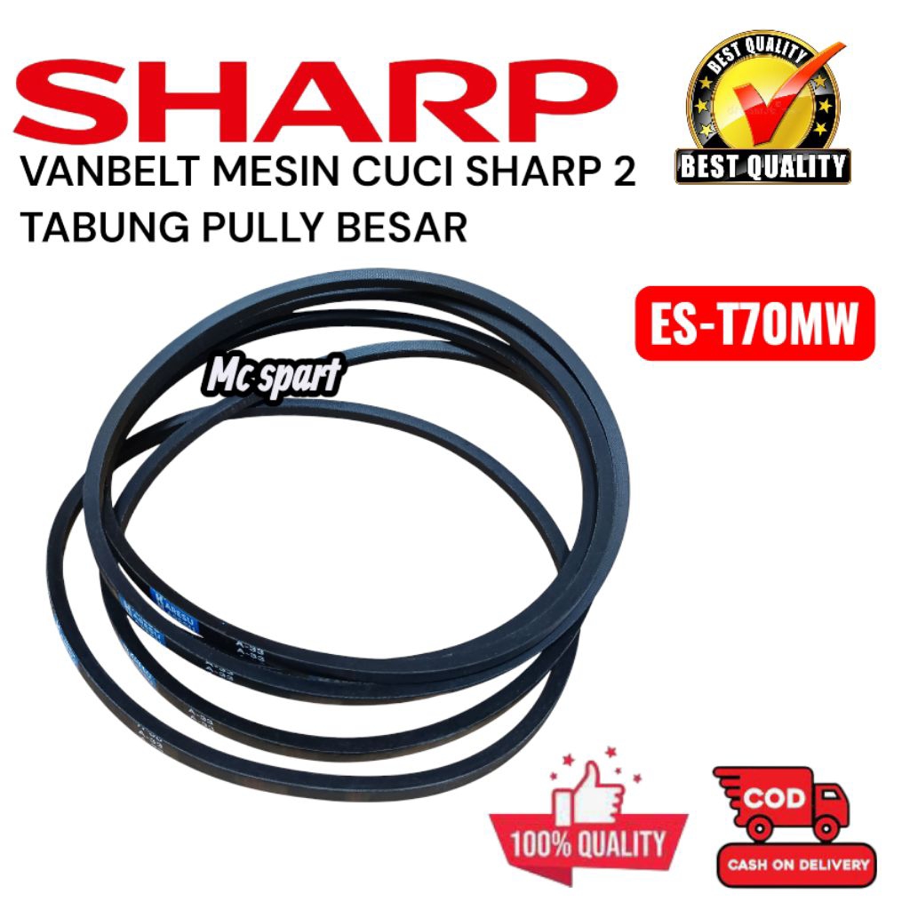 VANBELT/VBELT MESIN CUCI SHARP ES-T70MW MESIN CUCI SHARP 2 TABUNG PULLY BESAR