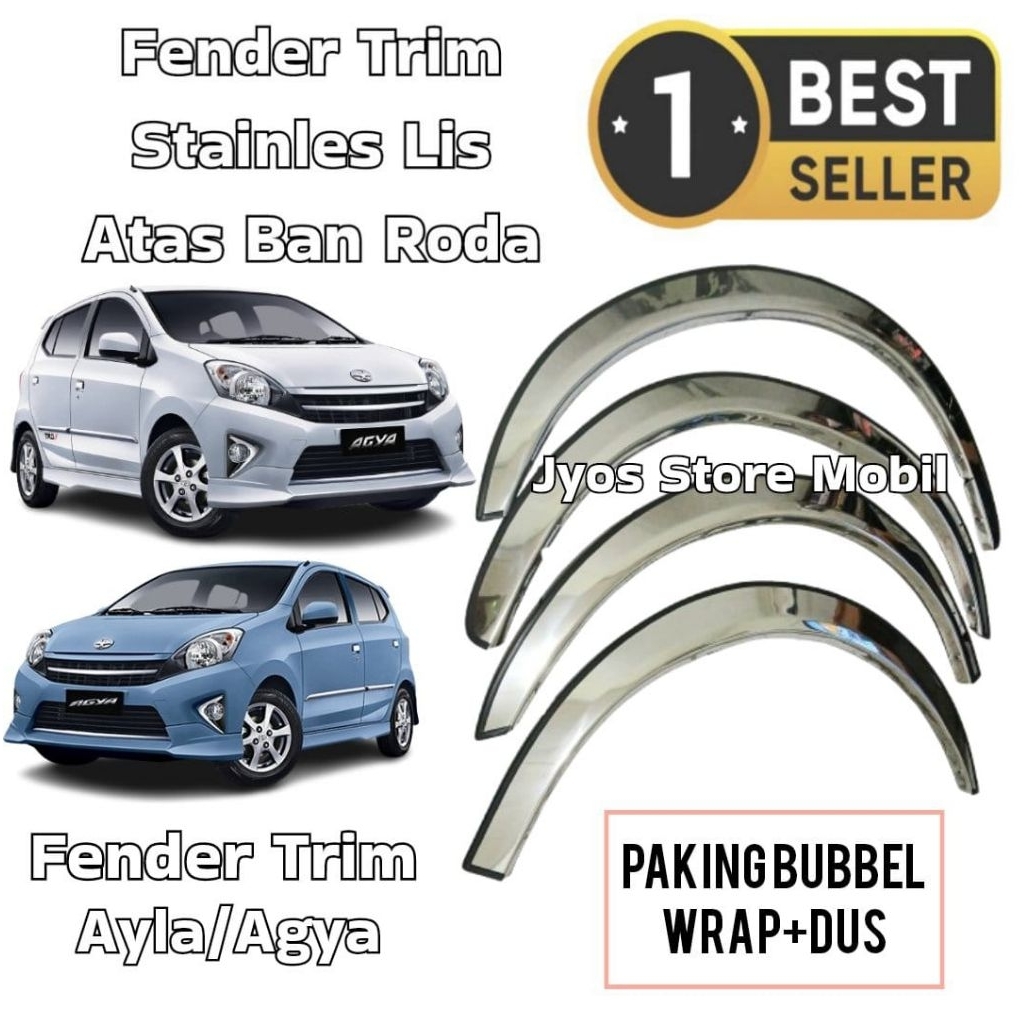 FENDER Trim Lis Stainles Atas Ban Roda Mobil Ayla/Agya