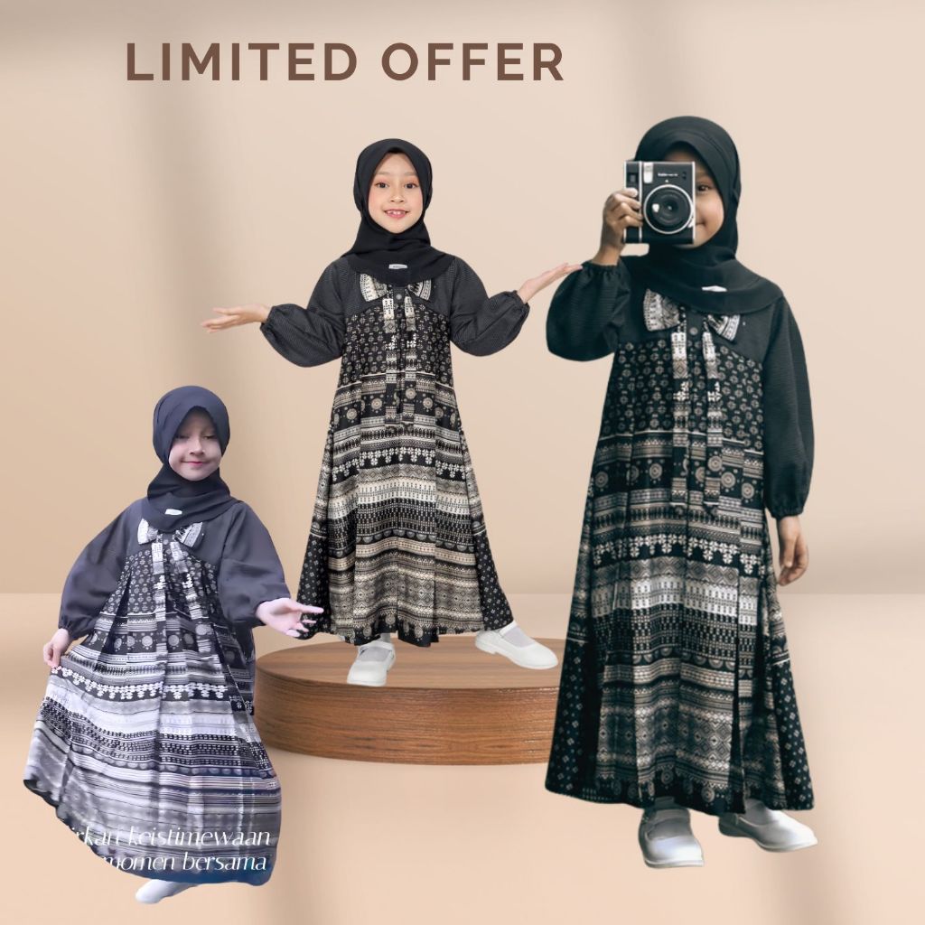 ETHICA Gamis Hijab Anak LADIVA KIDS 04 BLACK HONEST