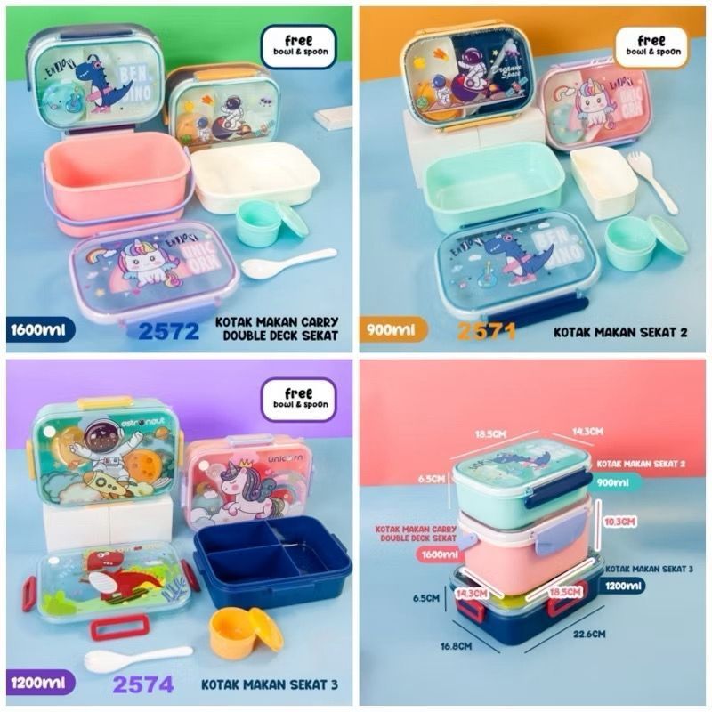YUMMY BOX BENTO ANIMALS DENGAN SAUCE CONTAINER