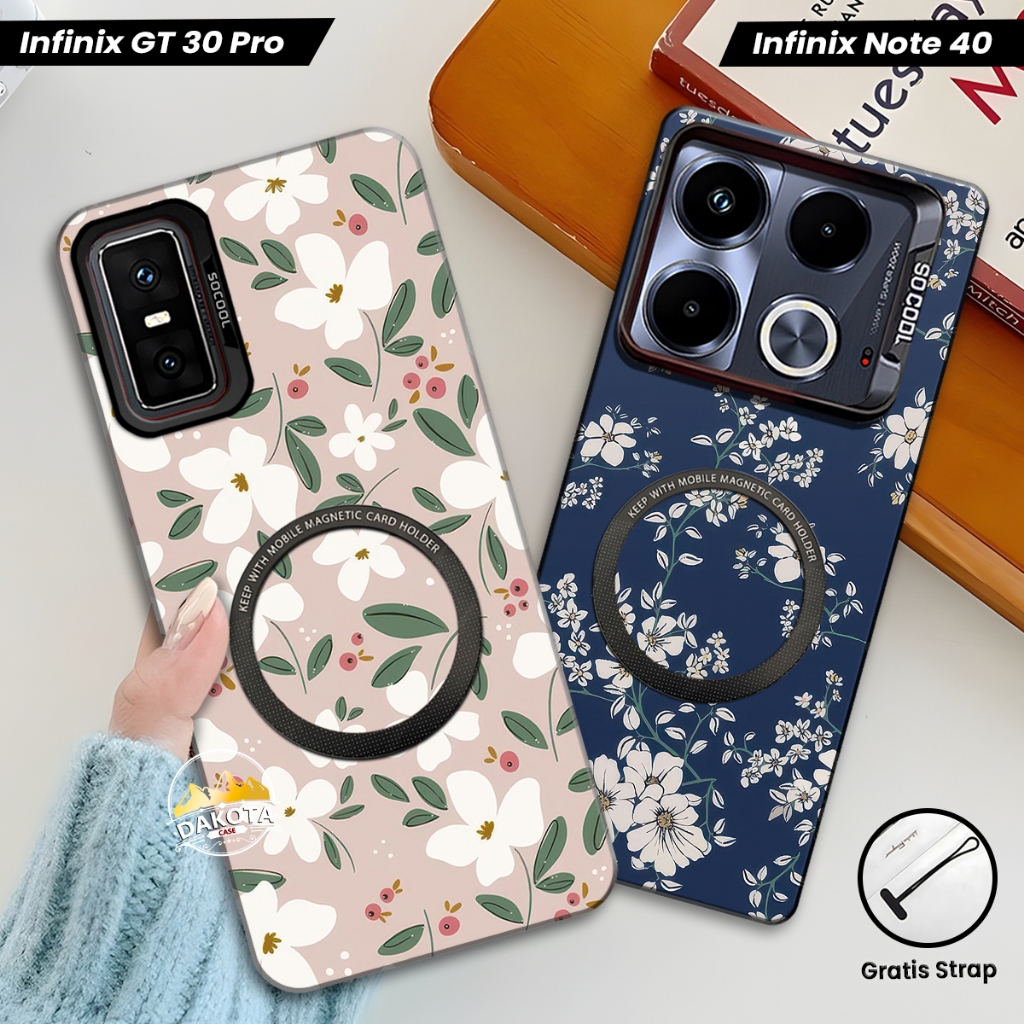 Casing Magnetic Infinix GT 30 PRO / GT 20 PRO / GT 10 PRO IMD Hologram Gambar Bunga | Casing Support