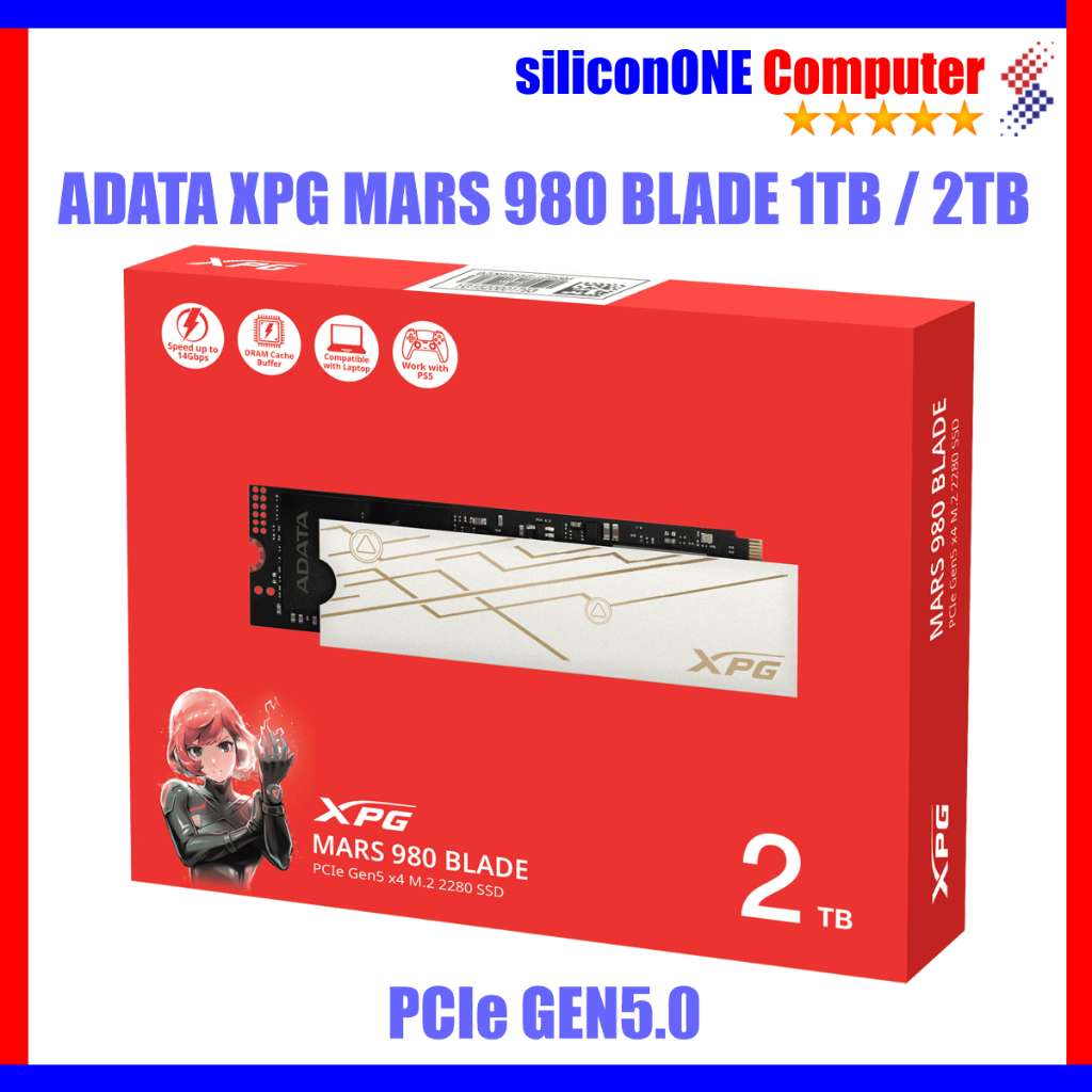 Adata MARS 980 BLADE 1TB 2TB PCIe Gen5 x4 M.2 2280 Solid State Drive