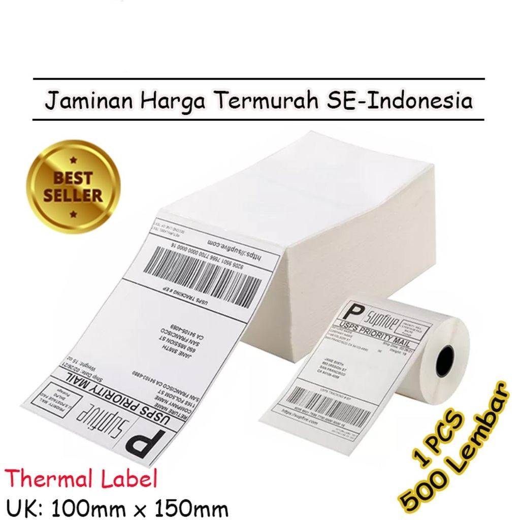 

LABEL THERMAL [100 x 150] KERTAS STIKER BARCODE 100x150 mm (500 Pcs)