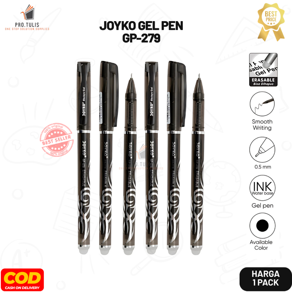 

(1Pack/12PCS) Joyko Gel Pen GP-279 Shokyo Gel 0.5 mm / Pulpen Bisa Dihapus ProTulis