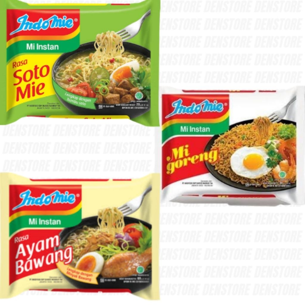 

Indomie Mie Instan Goreng 85gr - Ayam Bawang 69gr - Soto Mie 70gr
