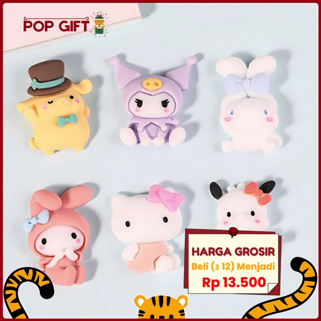 

PG 6 PCS Stiker Aesthetic Sticker Botol Minum Hello Kitty Cinamoroll Kuromi Stiker Tempel 3D Timbul