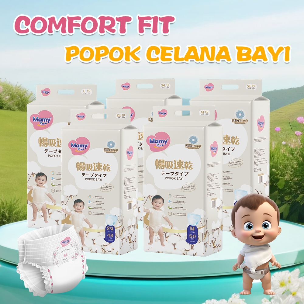 Mamy Care Celana Popok Bayi Tipis – Tetap Kering & Bernapas Sepanjang Hari, Tersedia Ukuran S/M/L/XL
