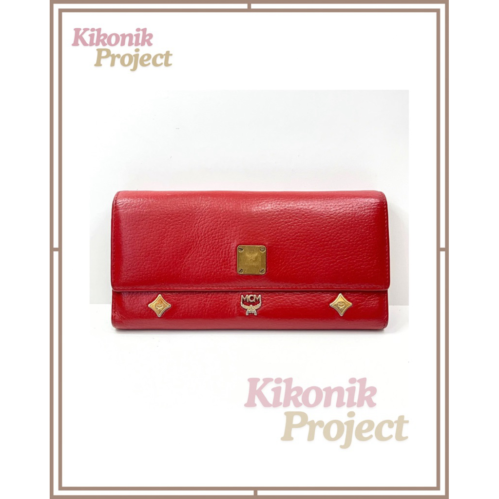 Dompet Wanita Preloved MCM Red Signature Edition Long Wallet