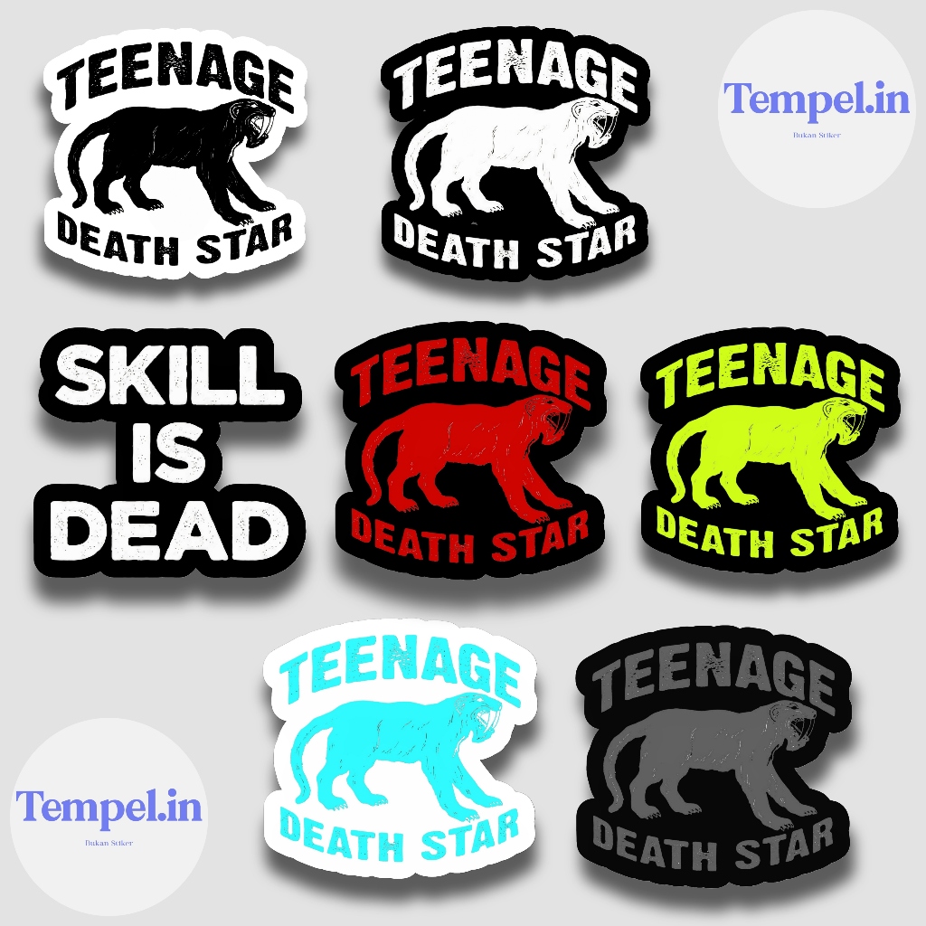 

STIKER SKENA/KALCER/BAND Teenage Death Star , vinyl stiker premium anti air ,serbaguna untuk helm,laptop,tumbler.