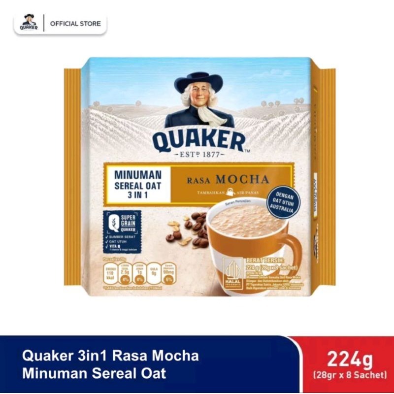 

Quaker coffee mocha oat instant 3 in 1 224g isi 8 sachet