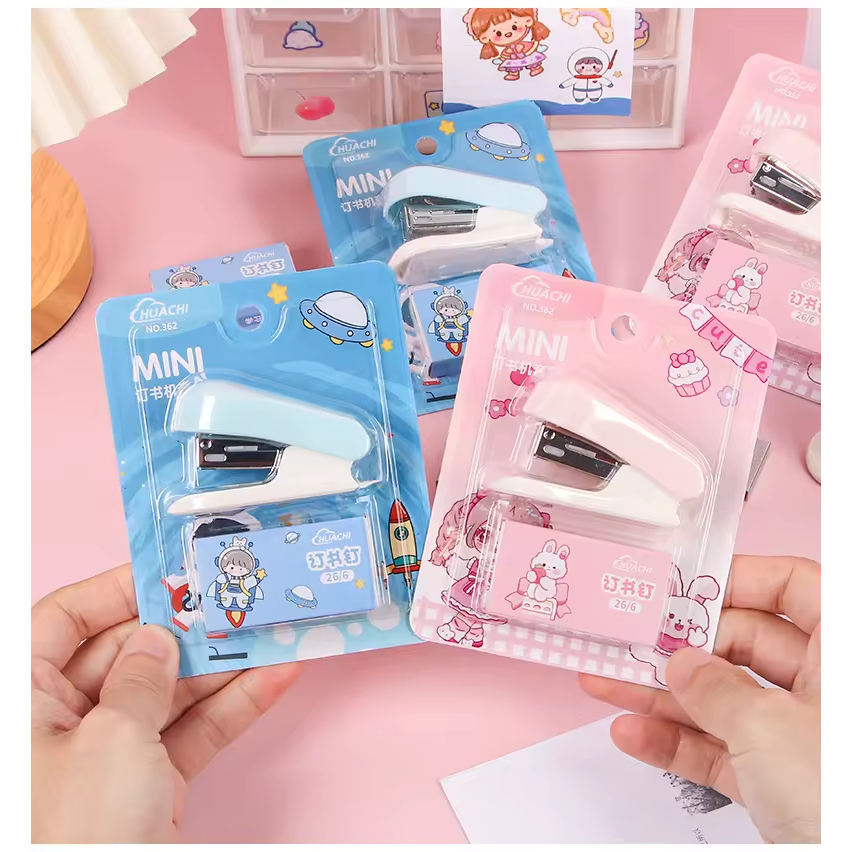 

[cod bisa] staples mini portable + isi stapler set mini lucu staples set aesthetic