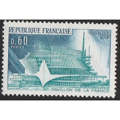 

A 11815 SATU BUAH PRANGKO PERANCIS NOMINAL 0.60F TEMA PAVILLON DE LA FRANCE - MONTREAL 1967 DENGAN KONDISI BELUM ADA CAP