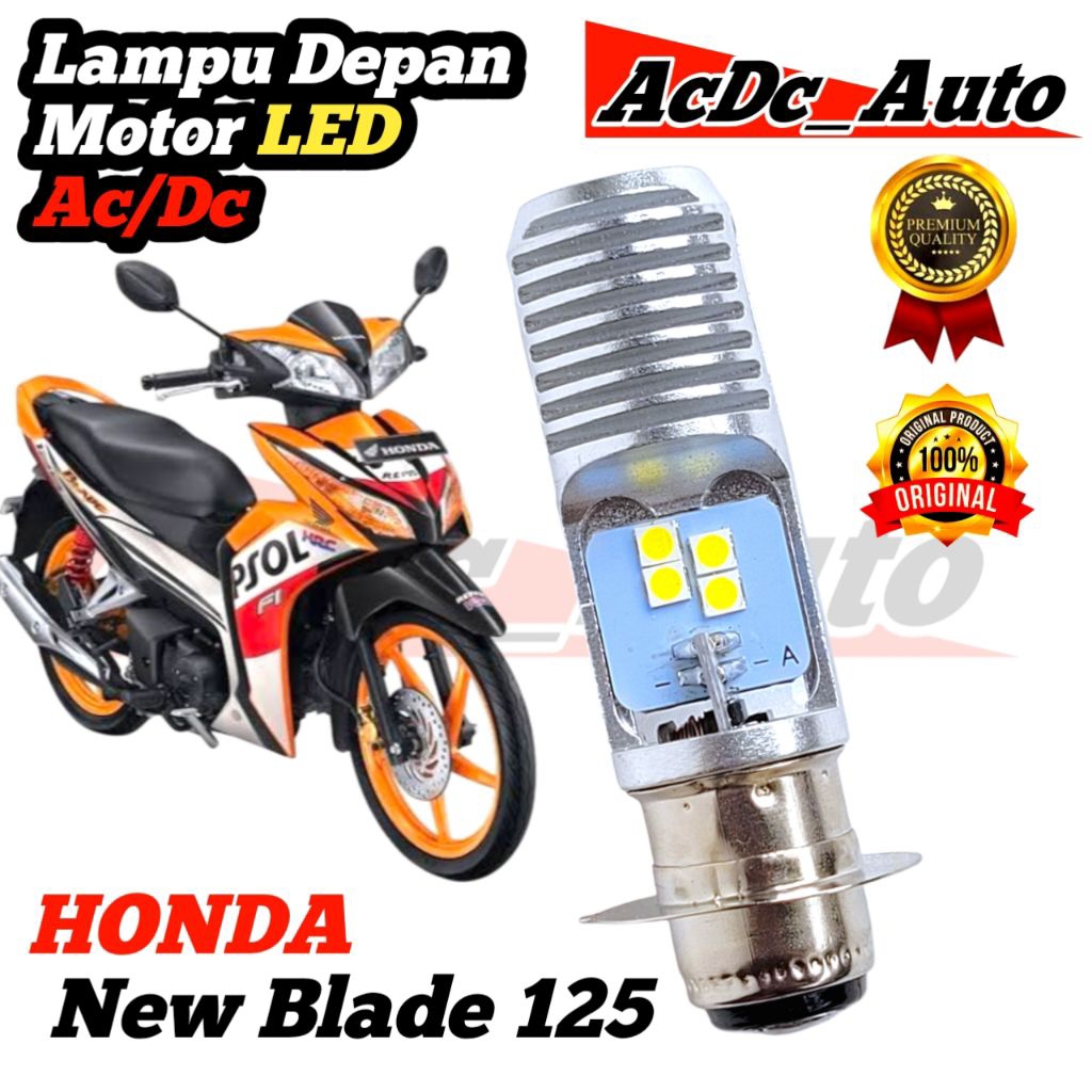 Lampu Depan Motor Honda New Blade 125 LED Putih Ac/Dc Pengganti Dop/Bohlam Standart WRT19