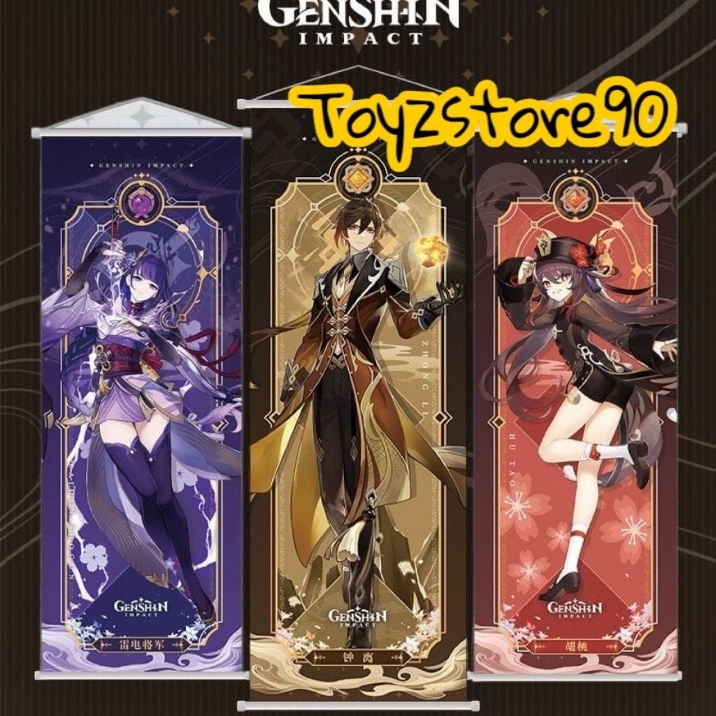 Poster Genshin import Hutao Zhongli Ganyu Keqing Raiden 25x70 - Ayaka