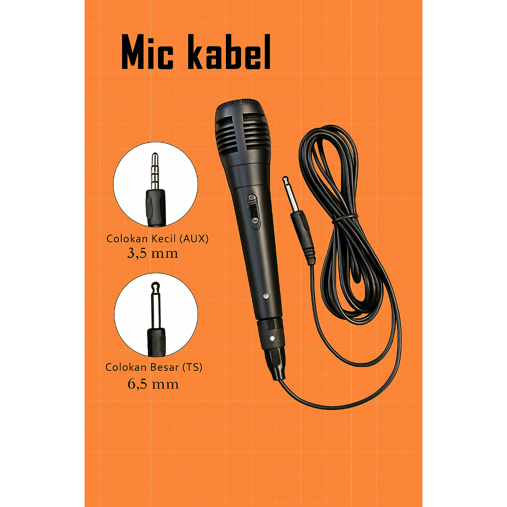 Microphone Kabel Universal Colokan Kecil (Aux) dan Colokan Besar (TS) Karaoke Mic Wired / Mikrofon