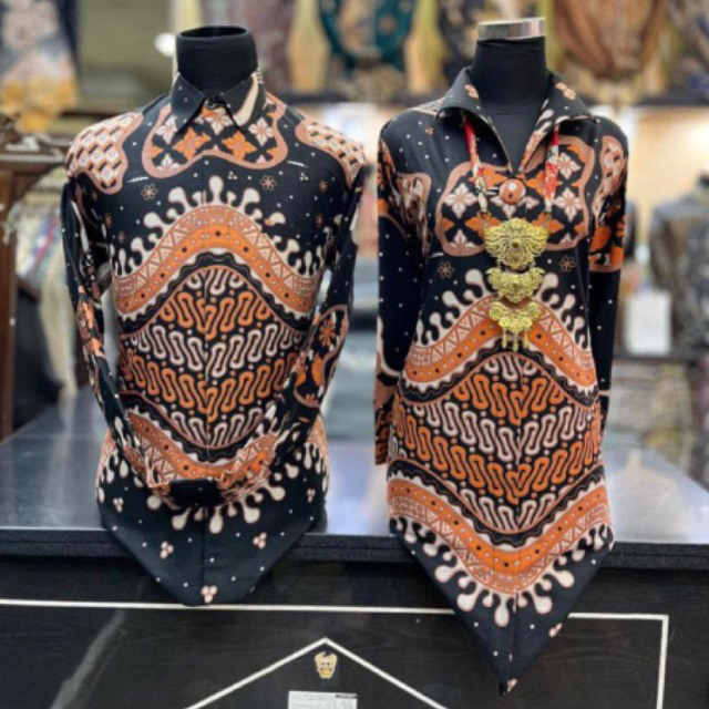 Baju batik couple premium batik tunik / hem cowok full puring trikot