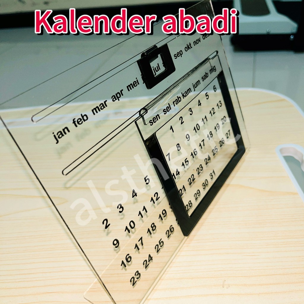 

kalender abadi bisa di gunakan selamnya bahan dari akrilik