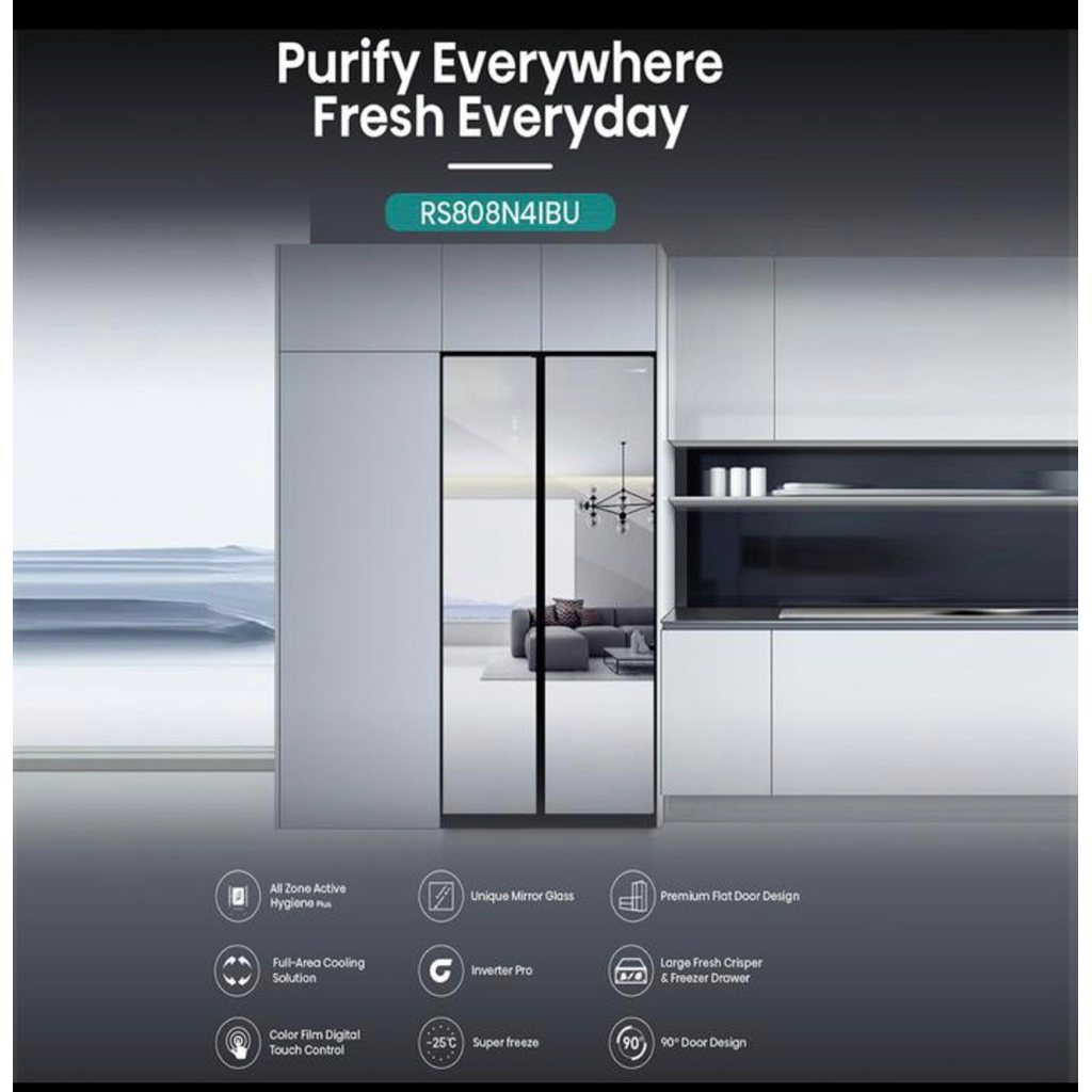 kulkas side by side Hisense 595 liter RS808N41BU