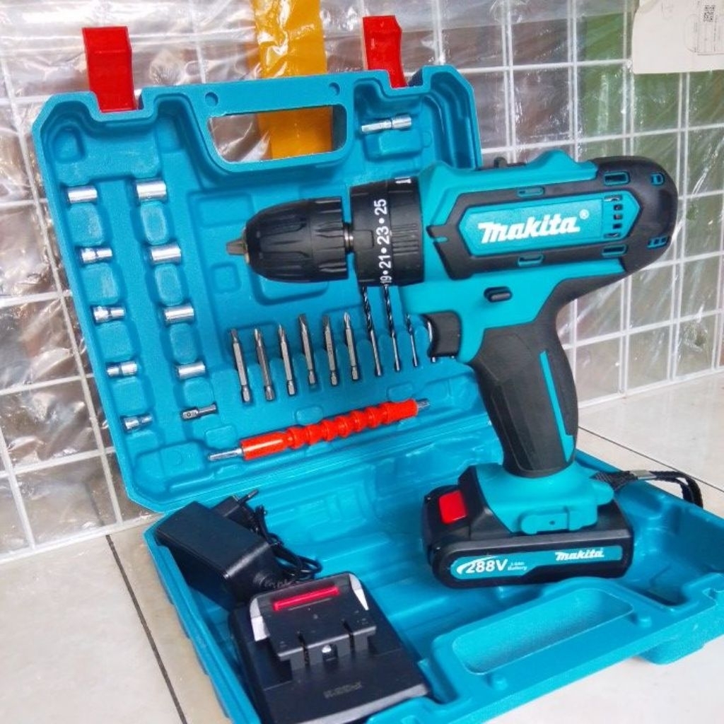 288V Makita Cordless, Mesin bor baterai untuk kayu,besi,baja dan beton.