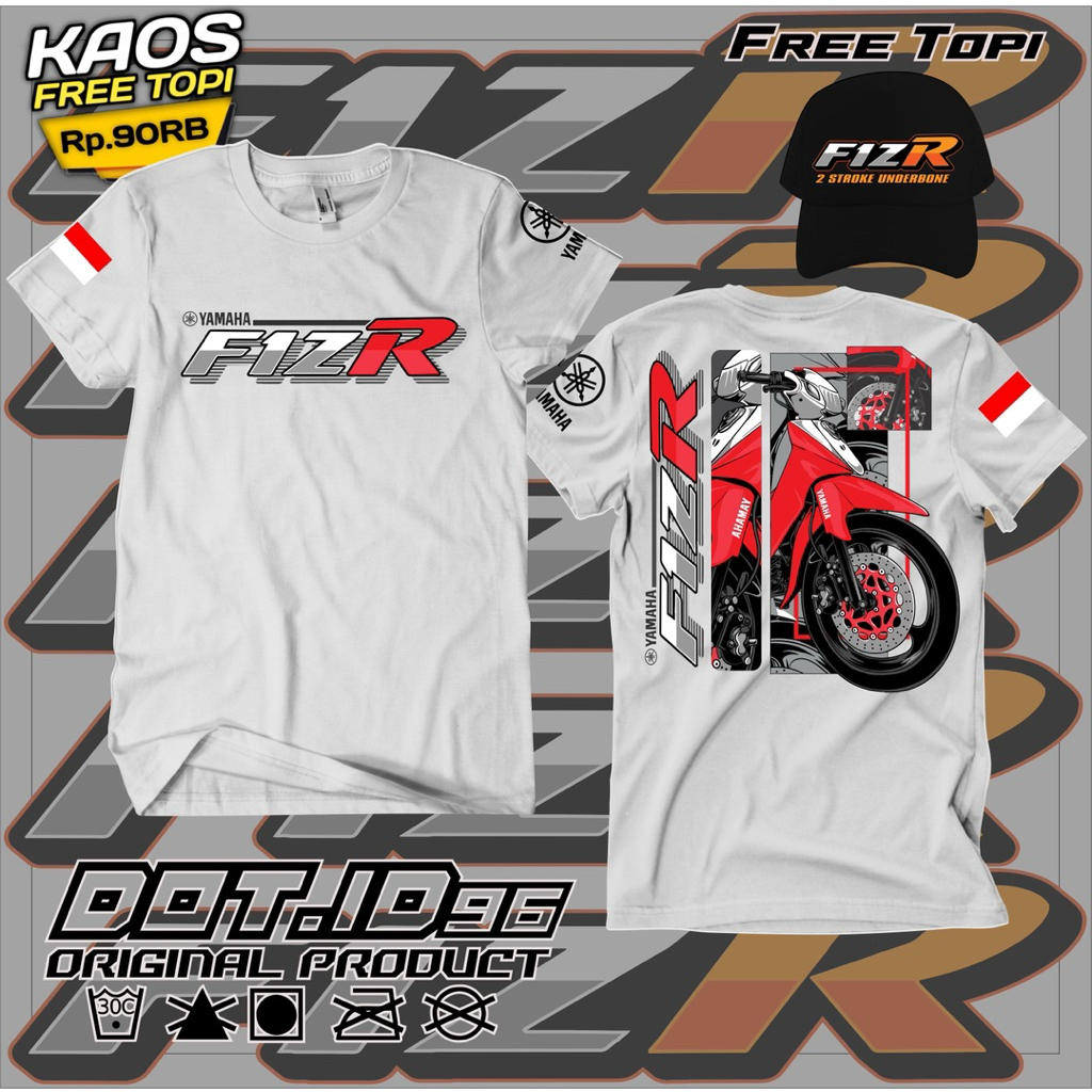 kaos motor yamaha fiz r gratis topi baju pria wanita
