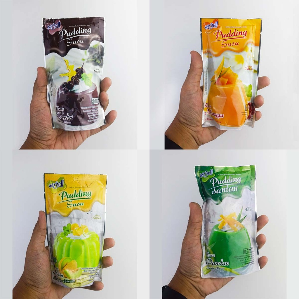 

Nutrijell Pudding Susu Rasa Mangga, Coklat, Melon & Pandan
