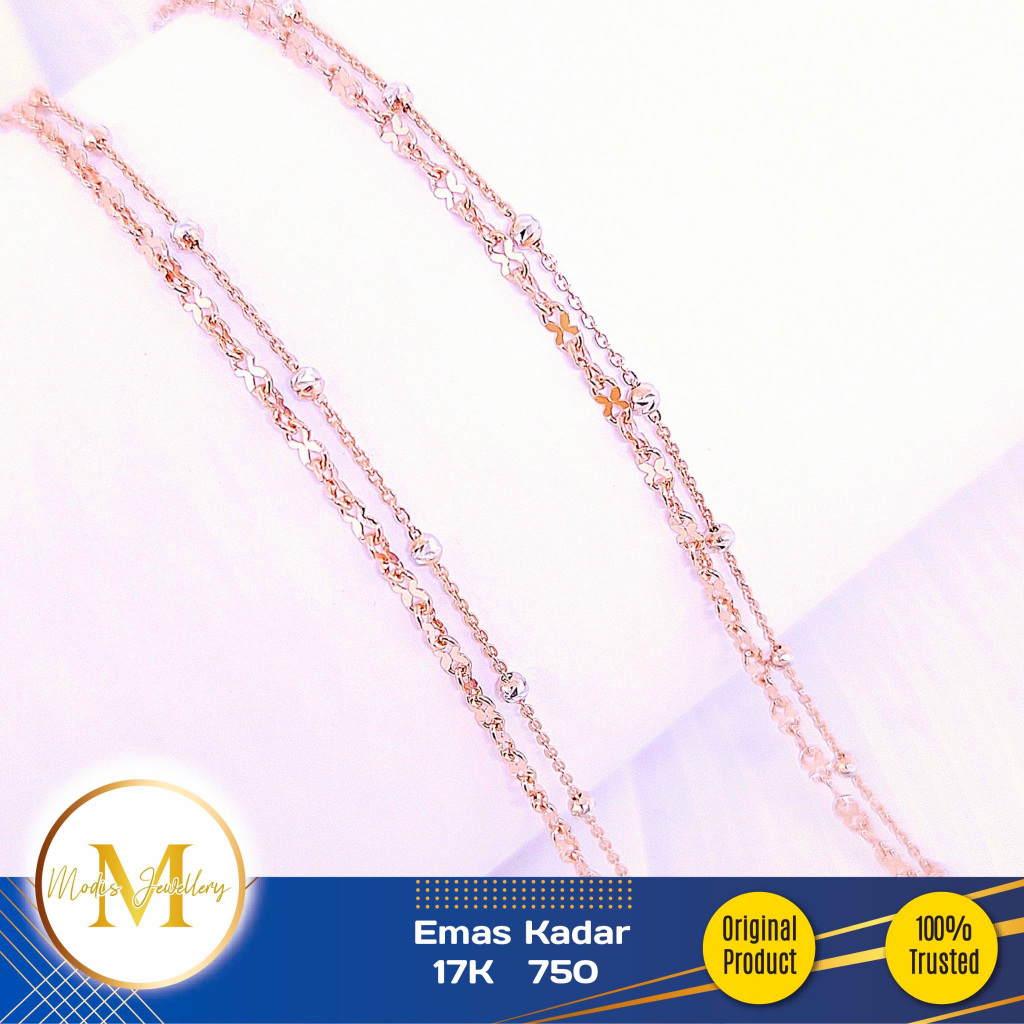 MODIS JEWELLERY - Gelang 2 Layer Jedar Clover Rosegold - Emas 17k  750