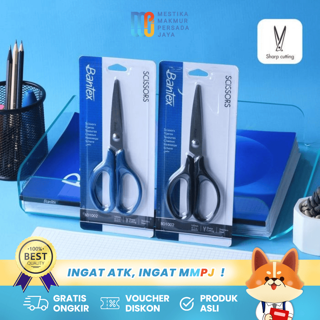 

Bantex Gunting Kertas / Office Scissor Pegangan Simetris Pisau Tajam - 160 mm BD1002