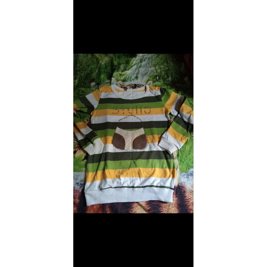 atasan kaos tangan panjang motif belang belang