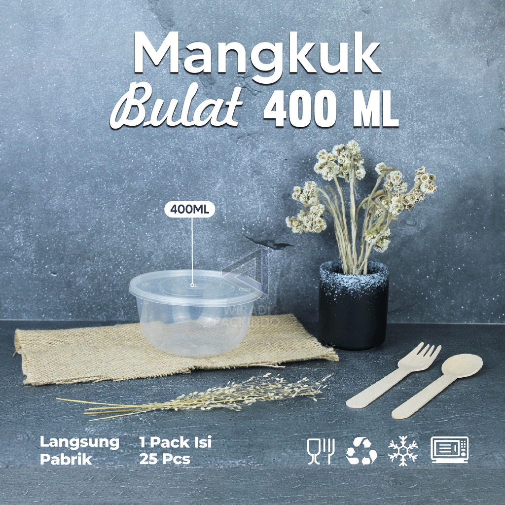 Thinwall Bulat 400ml  Cup Puding Mangkok Plastik 400 ml Tutup GROSIR