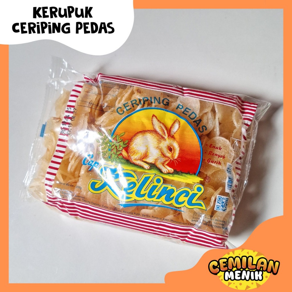 

Kerupuk Ceriping Pedas/Kerupuk Singkong Pedas Cap Kelinci 250 gram