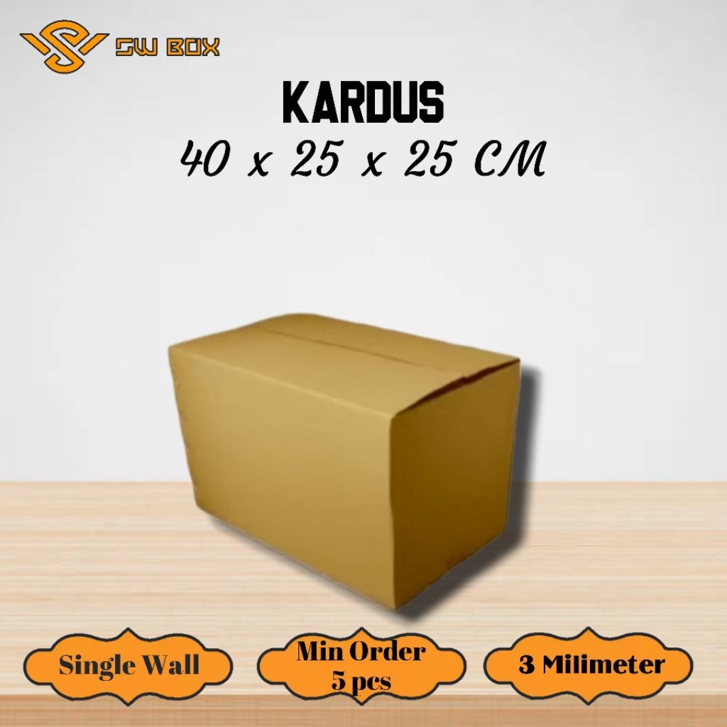

Kardus Single Wall Ukuran 40x25x25 CM Box untuk packing SW