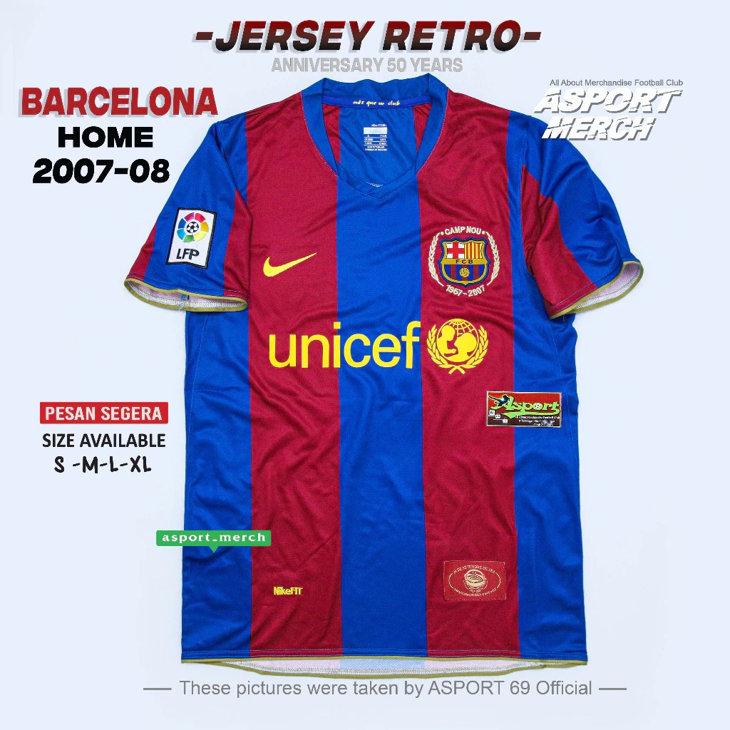 JERSEY RETRO BARCELONA HOME 2007 2008 SPECIAL ANNIVERSARY 50 YEAR