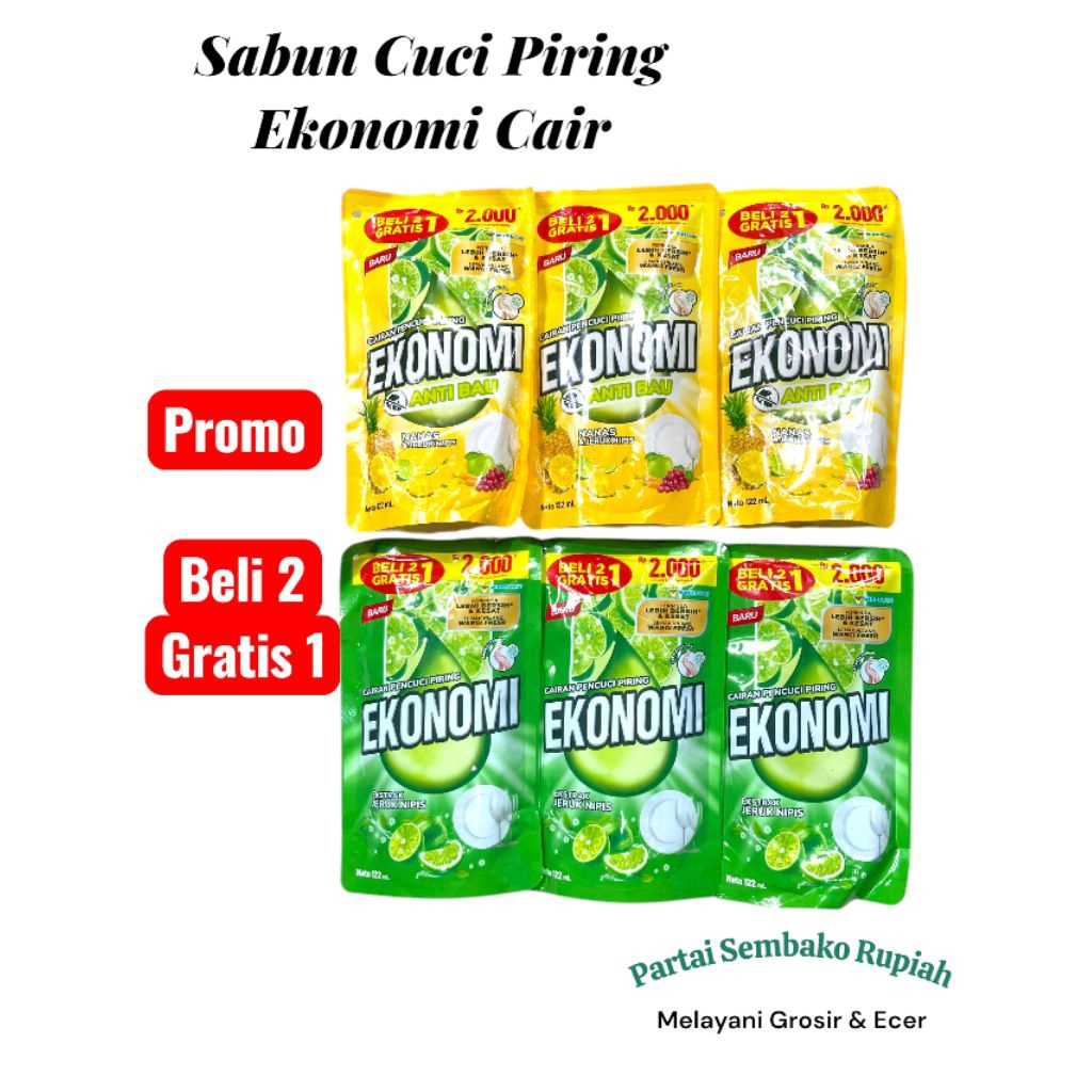 Ekonomi Power Liquid Sabun Cuci Piring Cair 122 ml Promo Beli 2 Gratis 1