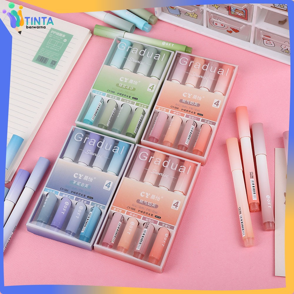 

Spidol Pen Marker Warna Gradasi Painting Multifungsi / Highlighter Pastel Penanda Teks Set 4IN1 Alat Tulis Sekolah / Textliner Stasionary Tinta Berwarna A55