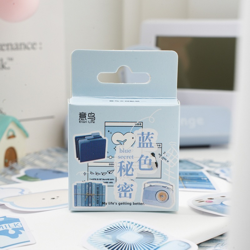 

【MAPLESOL】46 Pcs Aesthetic SHADES OF BLUE Sticker Box diary / Sticker Aesthetic Dekorasi Jurnal DIY self-adhesive decorative sealing stickers DIY Handbook Perangko Stiker Bujo / scrapbook / journal junk / Jurnal / Buku Diary / sticker Retro/ vintage