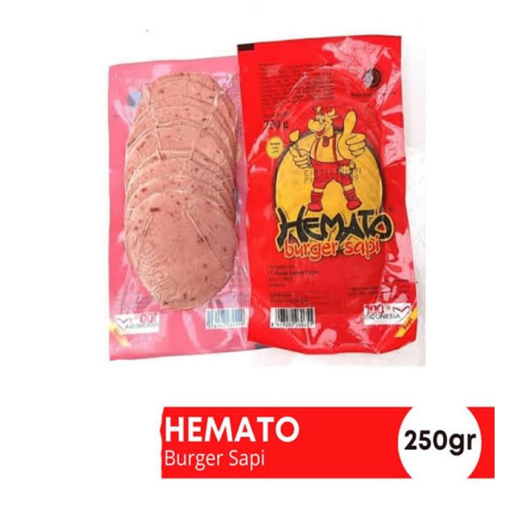 

Hemato Burger Sapi 250 gr isi 10 pcs (Frozen Food)