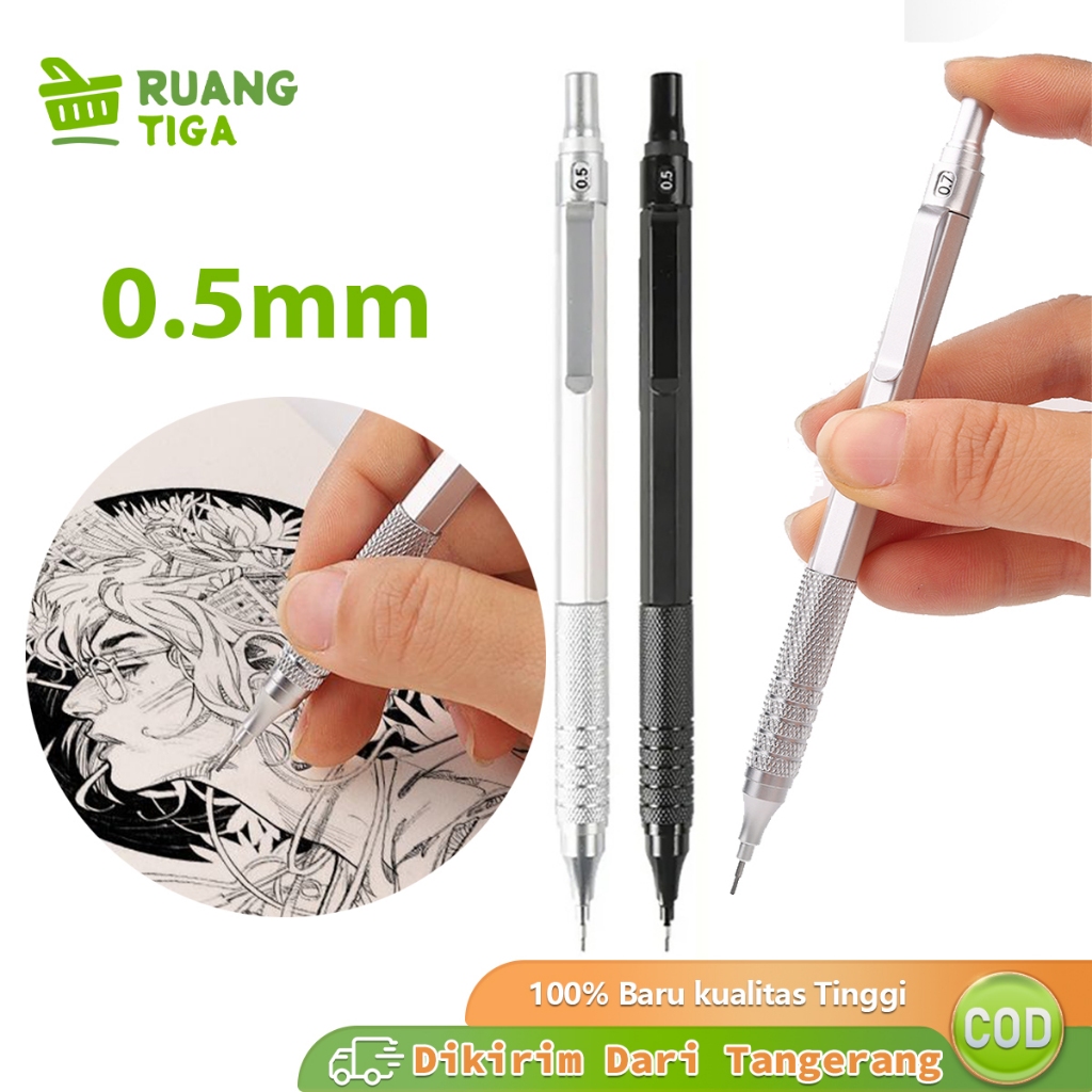 

0.5mm Pensil Mekanik Metal Graph Gear Mechanical Drafting Pencil Pusat Gravitasi Rendah Gambar Logam