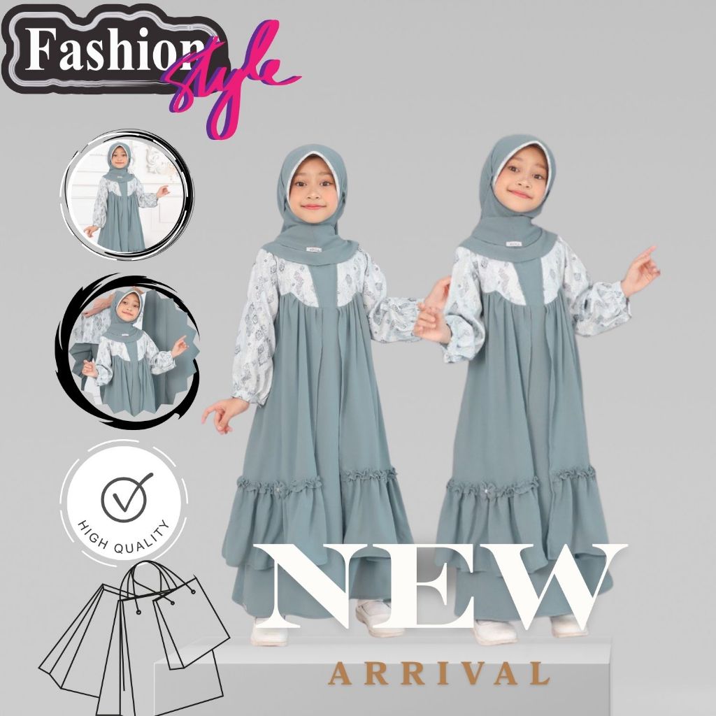 ETHICA Gamis Hijab Anak LADIVA KIDS 05 WISHFULL GREY