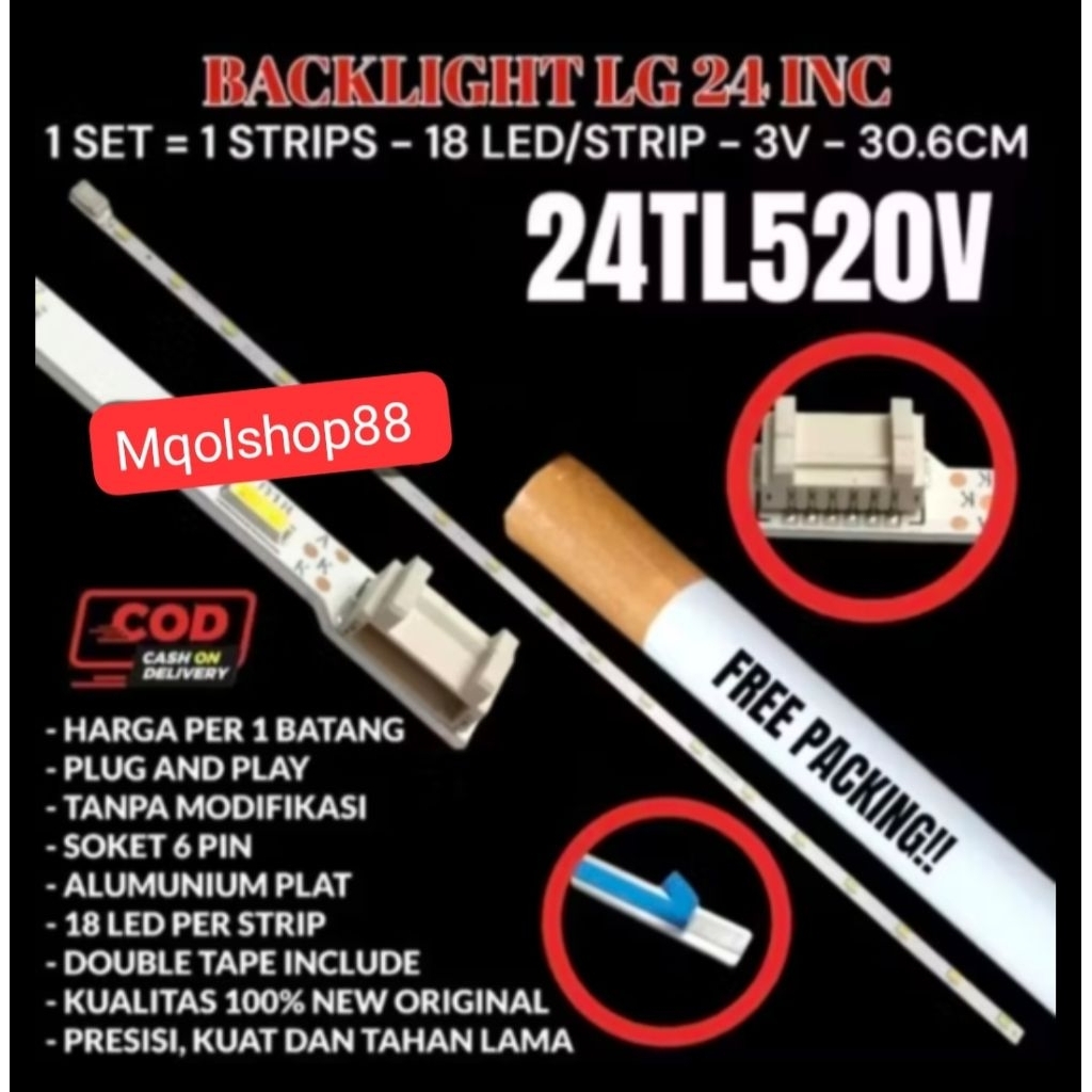 BACKLIGHT LED STRIP TV LG 24 INC 24TL520V 24TL520A 24TL520 LAMPU BL 3V 24 INCH