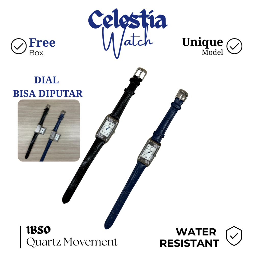 READY STOCK BERGARANSI Ibso Jam Tangan Unisex Dial Putar Reverso Quartz Movement Black
