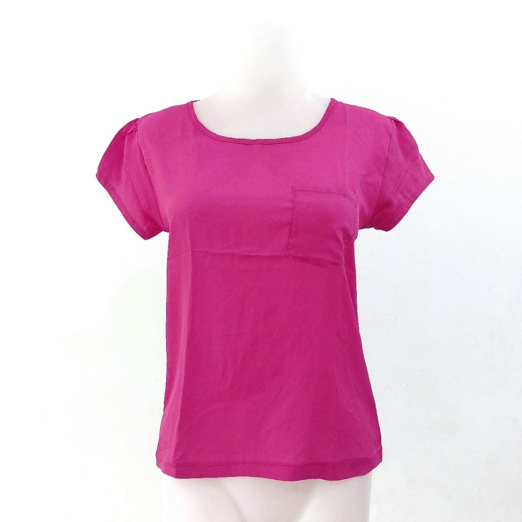 Atasan Blouse Wanita Pink Fuschia Preloved