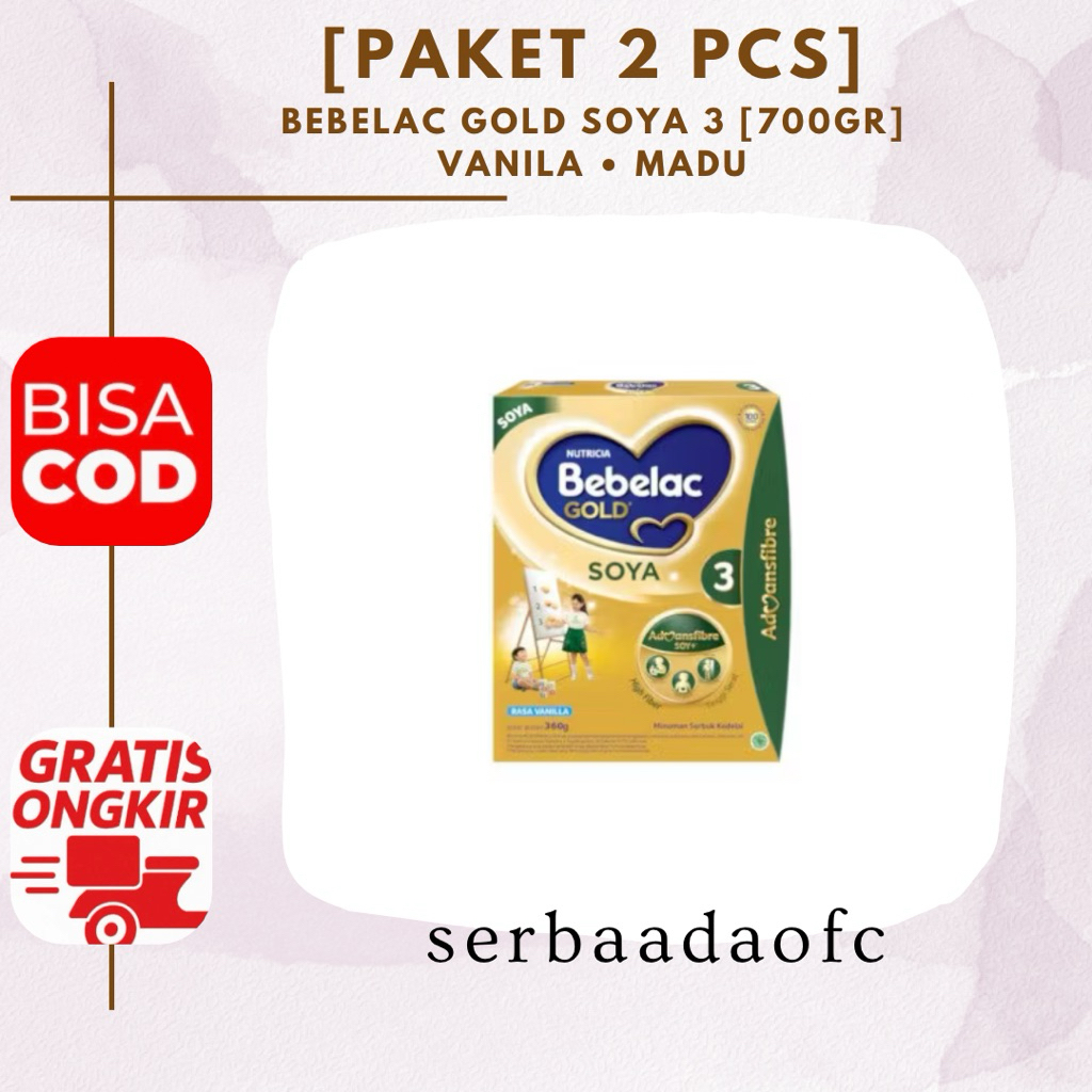 

(PAKET 2 PCS) Bebelac Gold SOYA 3 Vanila Madu 700gr