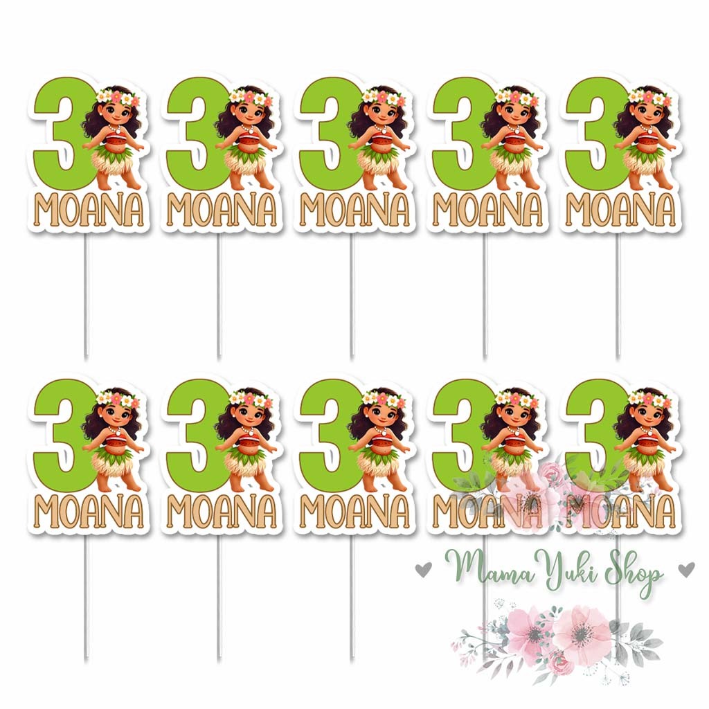 Topper Cake Cupcake Costum NAMA UMUR MOANA PRINCESS CUPCAKE