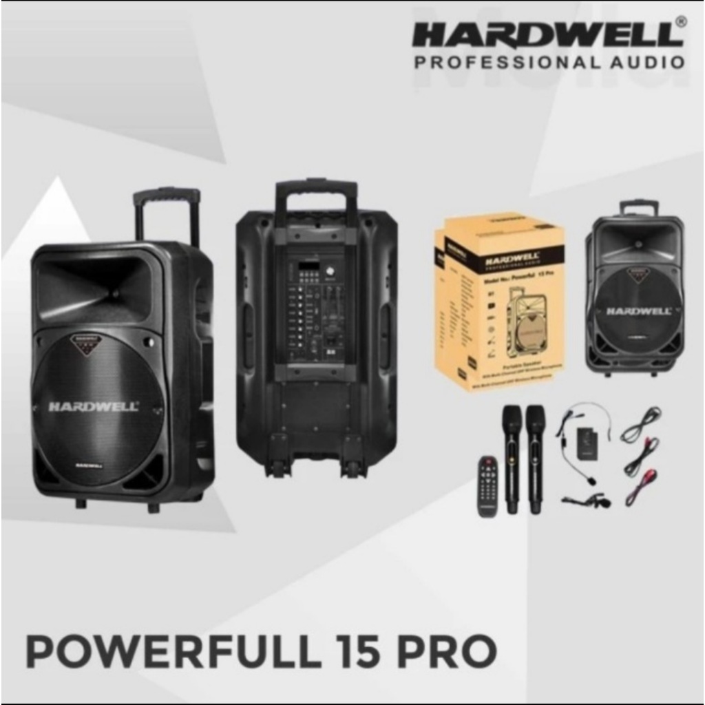 speaker aktif portabel 15" HARDWELL POWERFULL 15 PRO speaker bluetooth wereles karaoke sistem