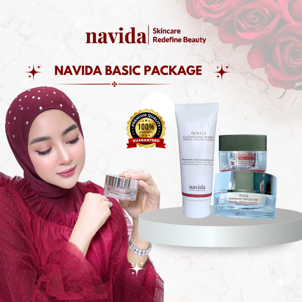 NAVIDA Skincare Basic Package | BPOM | Facial Wash, Day Cream, Diamond Booster