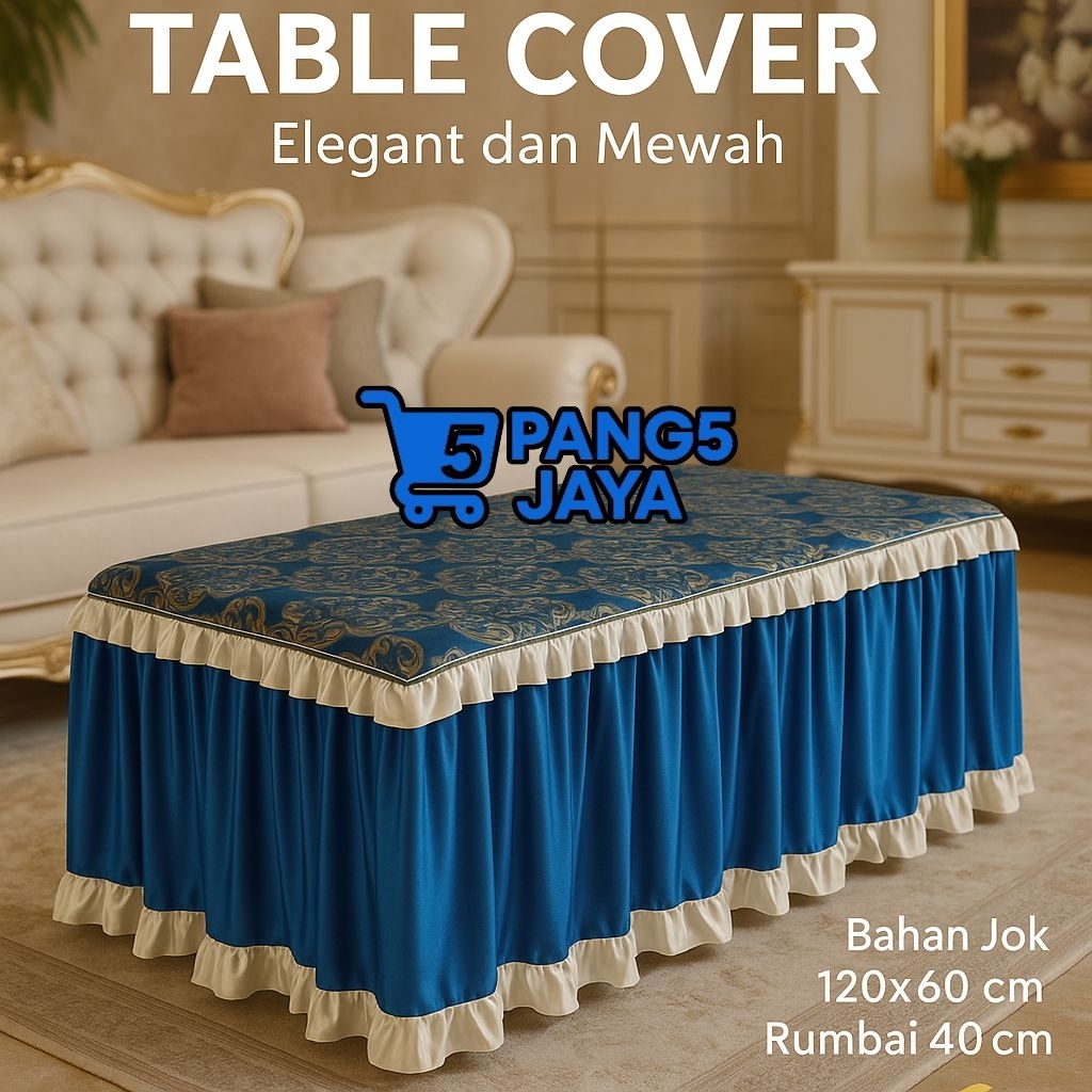 Taplak Meja Tamu Rumbai Elegan Bahan Kain Jok Premium 120x60 cm Anti Kusut & Tahan Lama