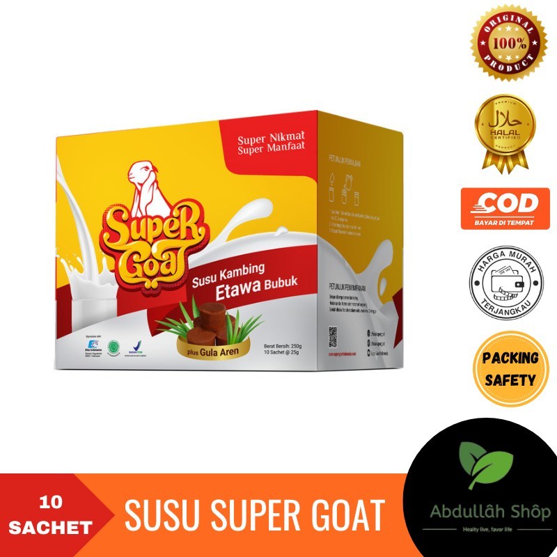 

Susu Kambing Etawa Bubuk Supergoat Plus Gula Aren 1 box isi 10 sachet Original