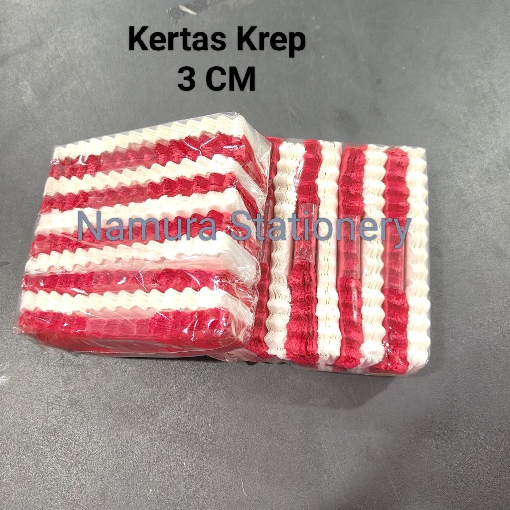

1 Pak Kertas Krep Merah Putih 3 CM isi 10 Bungkus