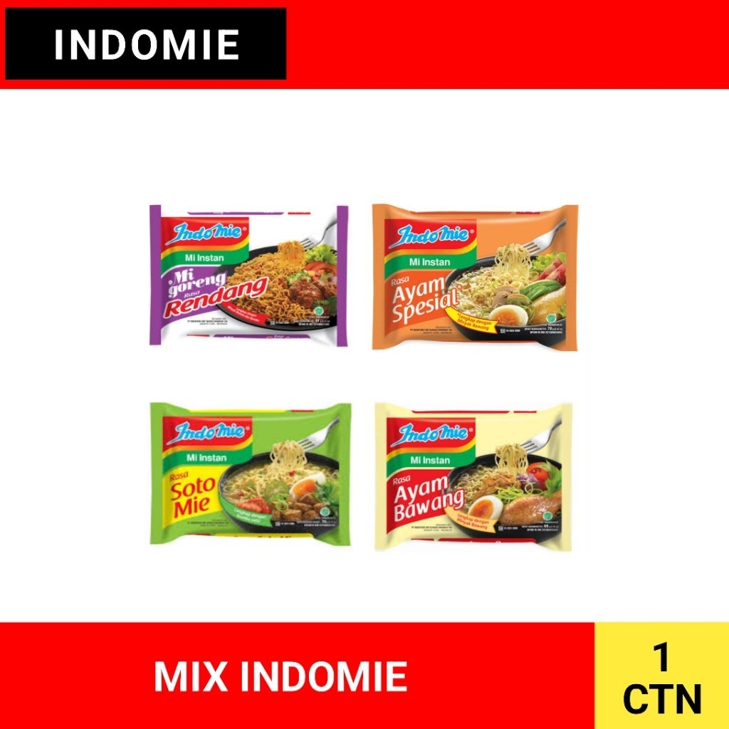 

INDOMIE MIX 4 VARIAN 1 DUS ISI 40 PCS